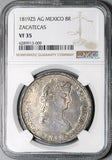 1819-Zs NGC VF 35 Mexico 8 Reales War Independence Zacatecas Mint Coin (23012502C)