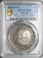 1821-D PCGS XF 40 Mexico 8 Reales Durango War Independence Coin (22091101D)