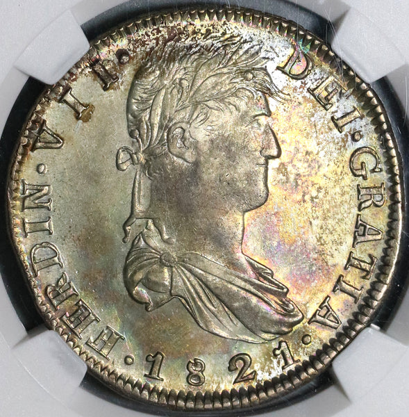 1821-Zs NGC AU 58 War Independence Mexico 8 Reales Silver Coin (20050903C)