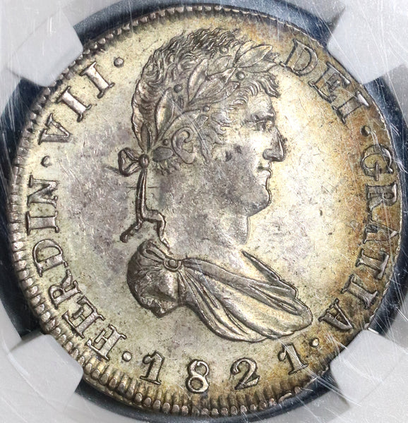 1821-Zs NGC AU 58 War Independence Mexico 8 Reales Silver Coin (20062103C)