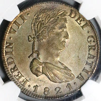 1821 Zs NGC AU 58 Mexico 8 Reales Zacatecas War Independence Silver Dollar Coin (22052201D)