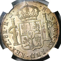1821 Zs NGC AU 58 Mexico 8 Reales Zacatecas War Independence Silver Dollar Coin (22052201D)