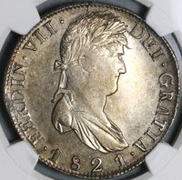 1821 Zs NGC AU 58 Mexico 8 Reales Zacatecas War Independence Coin (22013002C)