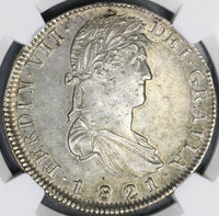 1821-Zs NGC AU 58 War Independence Mexico 8 Reales Silver Coin (18090106C)