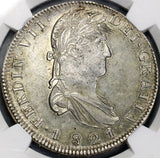 1821-Zs NGC AU 58 War Independence Mexico 8 Reales Silver Coin (18090106C)