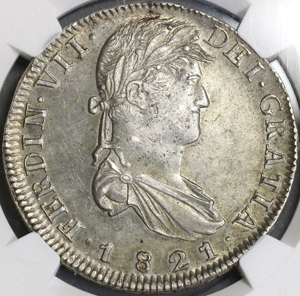 1821-Zs NGC AU 58 War Independence Mexico 8 Reales Silver Coin (18090106C)