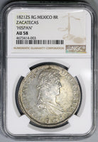 1821-Zs NGC AU 58 War Independence Mexico 8 Reales Silver Coin (18090106C)
