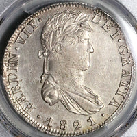 1821 Zs PCGS AU Mexico 8 Reales Zacatecas War Independence Silver Coin (22080402C)