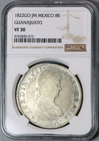 1822-Go NGC VF 30 War Independence Guanajuato 8 Reales Mexico Scarce Silver Coin (19100403C)
