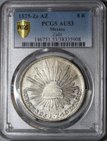 1825-Zs PCGS AU 53 Mexico 8 Reales Zacatecas Scarce Silver Very Scarce Dollar Coin (19120901D)