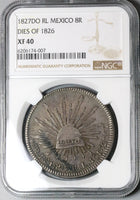 1827-Do NGC XF 40 Mexico 8 Reales Durango Mint Dies 1826 Silver Coin (22011803C)