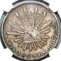 1827-Mo NGC AU 53 Mexico 8 Reales Almost Uncirculated Silver Coin (21040301C)