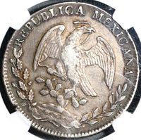 1827-Mo NGC AU 53 Mexico 8 Reales Almost Uncirculated Silver Coin (21040301C)