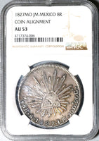 1827-Mo NGC AU 53 Mexico 8 Reales Almost Uncirculated Silver Coin (21040301C)
