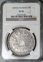 1829-Ga NGC VF 35 Mexico 8 Reales Guadalajara Rare Silver Coin (21062501C)