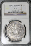 1829-Ga NGC VF 35 Mexico 8 Reales Guadalajara Rare Silver Coin (21062501C)