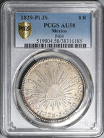 1829-Pi PCGS AU 58 Mexico 8 Reales Potosi Mint Rare Silver Coin POP 1/0 (20022305C)