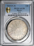 1829-Pi PCGS AU 58 Mexico 8 Reales Potosi Mint Rare Silver Coin POP 1/0 (20022305C)