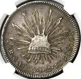 1830-Mo NGC AU 53 Mexico 8 Reales Cap Rays Scarce Silver Coin (23032601C)