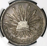 1830-Mo NGC AU 53 Mexico 8 Reales Cap Rays Scarce Silver Coin (23032601C)