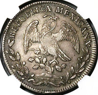 1830-Mo NGC AU 53 Mexico 8 Reales Cap Rays Scarce Silver Coin (23032601C)