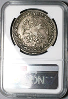 1830-Mo NGC AU 53 Mexico 8 Reales Cap Rays Scarce Silver Coin (23032601C)