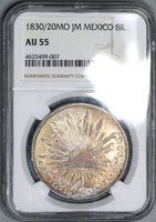 1830/20-Mo NGC AU 55 Mexico 8 Reales Rare Overdate Silver Coin POP 1/1 (19032901C)