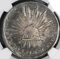 1831-Mo NGC AU 55 Mexico 8 reales Rare Cap Rays Silver Coin (18061002C)