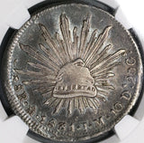 1831-Mo NGC AU 55 Mexico 8 reales Rare Cap Rays Silver Coin (18061002C)