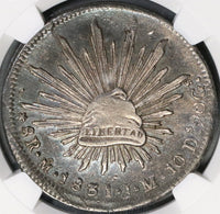 1831-Mo NGC AU 55 Mexico 8 reales Rare Cap Rays Silver Coin (18061002C)