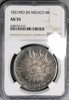 1831-Mo NGC AU 55 Mexico 8 reales Rare Cap Rays Silver Coin (18061002C)
