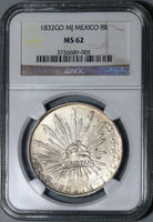 1832-Go NGC MS 62 Mexico 8 Reales Guanajuato Silver Mint State Coin (21021802C)