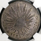 1832-Mo NGC AU 55 Mexico 8 Reales Cap Rays Silver Dollar Coin (23042202C)