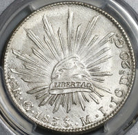1833-Go PCGS MS 62 Mexico 8 Reales Scarce Guanajuato Silver Coin 3 Periods Variety POP 2/1 (20022701C)