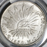 1833-Go PCGS MS 62 Mexico 8 Reales Scarce Guanajuato Silver Coin 3 Periods Variety POP 2/1 (20022701C)