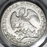 1833-Go PCGS MS 62 Mexico 8 Reales Scarce Guanajuato Silver Coin 3 Periods Variety POP 2/1 (20022701C)
