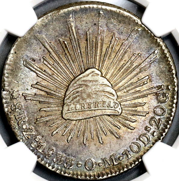 1833-Zs NGC MS 61 MEXICO Silver 8 Reales Scarce Grade POP 1/5 Coin (18061601C)