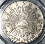 1834-Do RM/L PCGS AU 58 Mexico 8 Reales Durango Mint Rare Silver Coin (21100501C)
