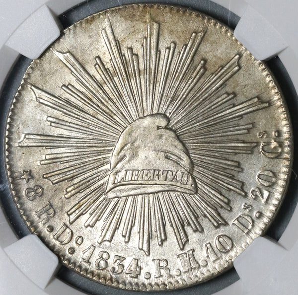 1834-Do NGC MS 61 Mexico 8 Reales Durango Mint Silver Coin POP 1/3 (21061102C)