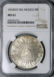 1834-Do NGC MS 61 Mexico 8 Reales Durango Mint Silver Coin POP 1/3 (21061102C)