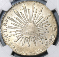 1834/3-Pi NGC AU 58 Mexico 8 Reales Potosi Rare Overdate Silver Coin (20060901C)