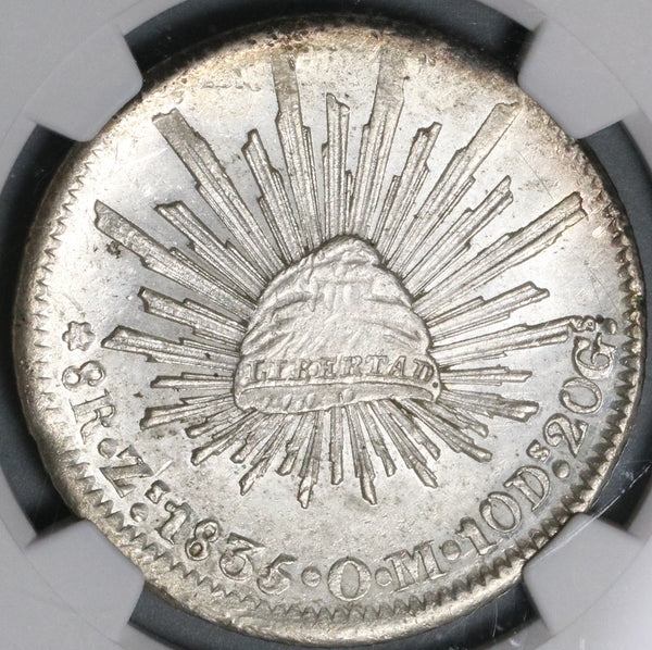 1835-Zs NGC MS 62 Mexico 8 Reales Zacatecas Mint State Silver Coin