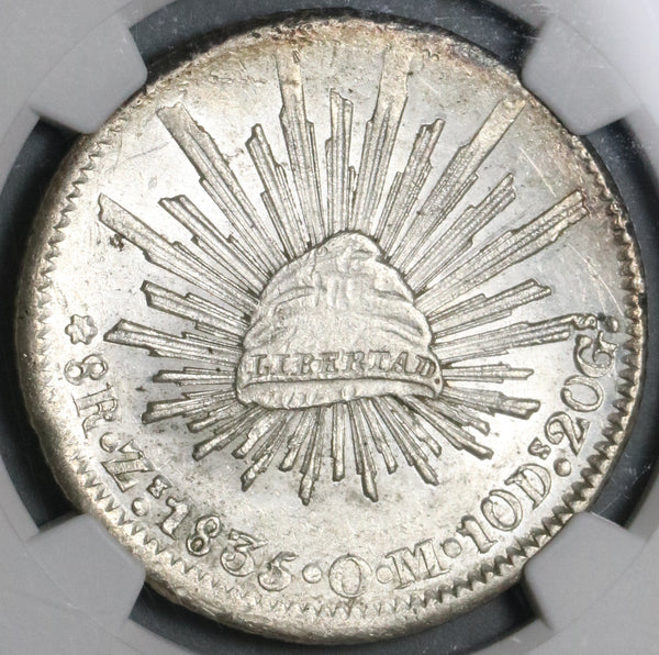 1835-Zs NGC MS 62 Mexico 8 Reales Zacatecas Mint State Silver Coin (21081602C)