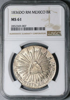 1836-Do NGC MS 61 Mexico 8 Reales Durango Mint State Rare Silver Coin (21110401C)