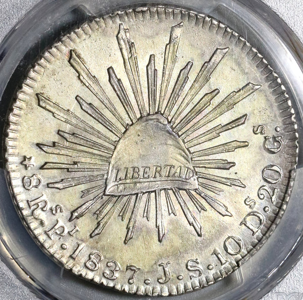 1837-Pi PCGS MS 62 Mexico 8 Reales Scarce Potosi Silver Coin POP 4/0 (20042802C)