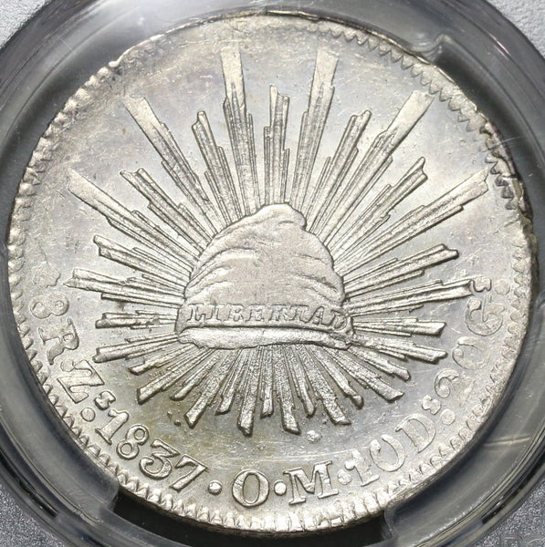 1837-Zs PCGS MS 62 Mexico 8 Reales Zacatecas Silver Rare