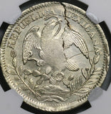 1839-Zs NGC AU Det Mexico 8 Reales Zacatecas Error Struck Through Silver Coin (21122702C)
