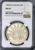 1840-Pi JS NGC MS 63 Mexico 8 Reales Very Scarce Potosi Silver Coin (19081202C)