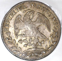 1843-Ga MC NGC AU 50 Mexico 8 Reales Guadalajara Mint Rare Silver Coin (20031701C)