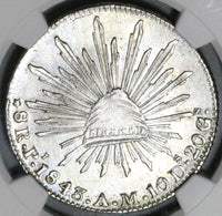 1843-Pi AM NGC MS 63 Mexico 8 Reales Scarce Potosi Mint State Silver Coin POP 2/0 (20071204C)